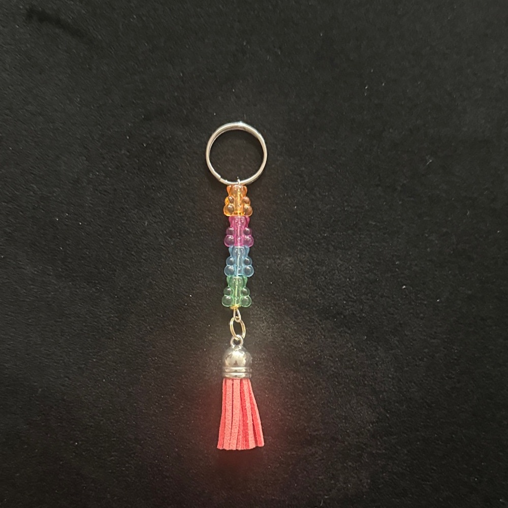 Vibrant Multicolor Beaded Tassel Keychain